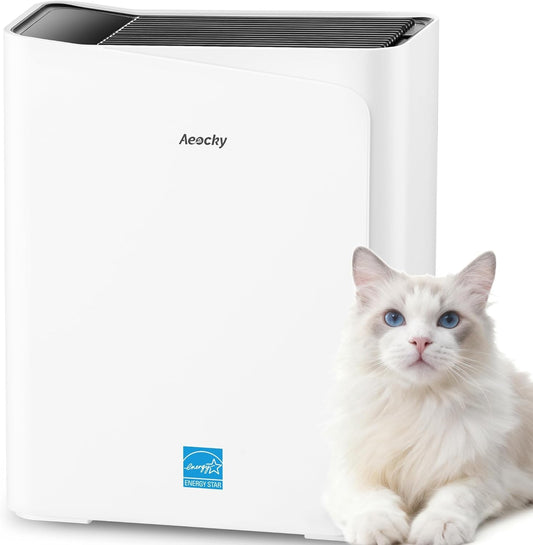 2300 ft² Energy Star Air Purifiers, AEOCKY Proprietary YearChange Filter Tech, with Multi-Effect Filter, Washable Pre-Filter, Scent Capsule, Air Quality Monitor, for Home Large Room bedroom Pets Odor