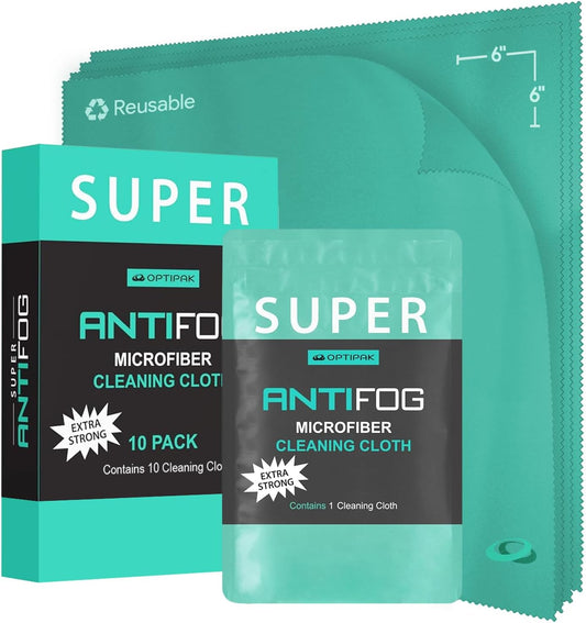 Anti Fog Microfiber Cleaning Cloth for Glasses | Individually Wrapped Microfiber Lens Cleaning Cloth for Eyeglasses, Lenses, Binoculars, Face Shields, Ski Masks or Swim Goggles (10 Count)