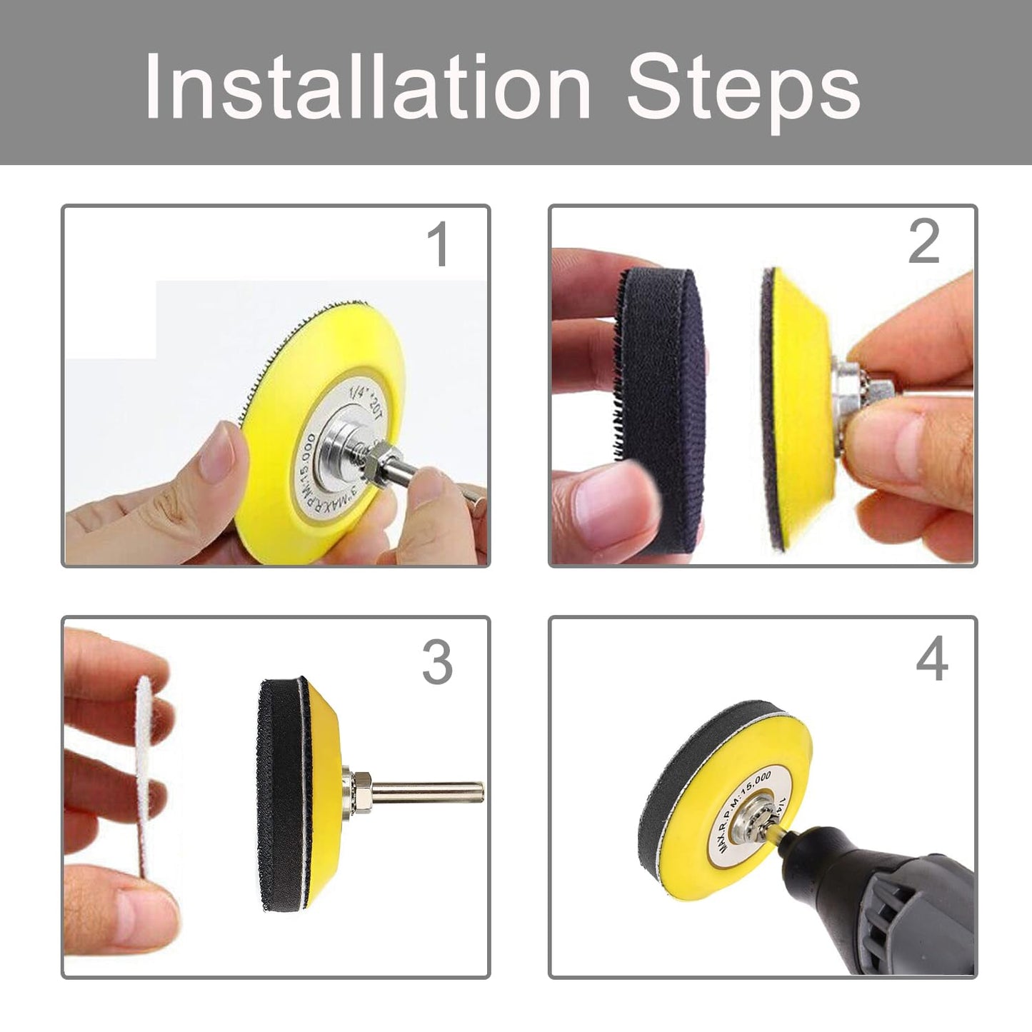 3 Inch Sanding Disc Drill Polishing Kit Sanding Attachment, 150 Pcs Wet Dry Car Headlight Restoration Kit Hook and Loop Sandpaper with 1/4" Shank, Backing Pads, Interface Pads and Polishing Pads