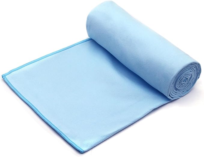 Eunzel 2 Pack Hot Yoga Towel Non Slip Yoga Mat Towel Non-Slip Sweat Absorbent Microfiber Towel for Hot Yoga, Pilates and Workout 72" x 26.5", Pink/Blue