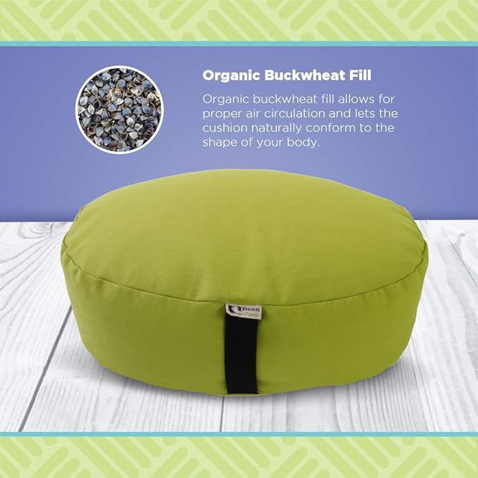 Bean Products Zafu Meditation Pillows for Sitting on Floor, Yoga Cushion, Cotton/Buckwheat Fill Yoga Pillow, Zafu Meditation Cushion, Zen Kneeling Prayer Pad- Made in USA - 14"x18" Oval - Black