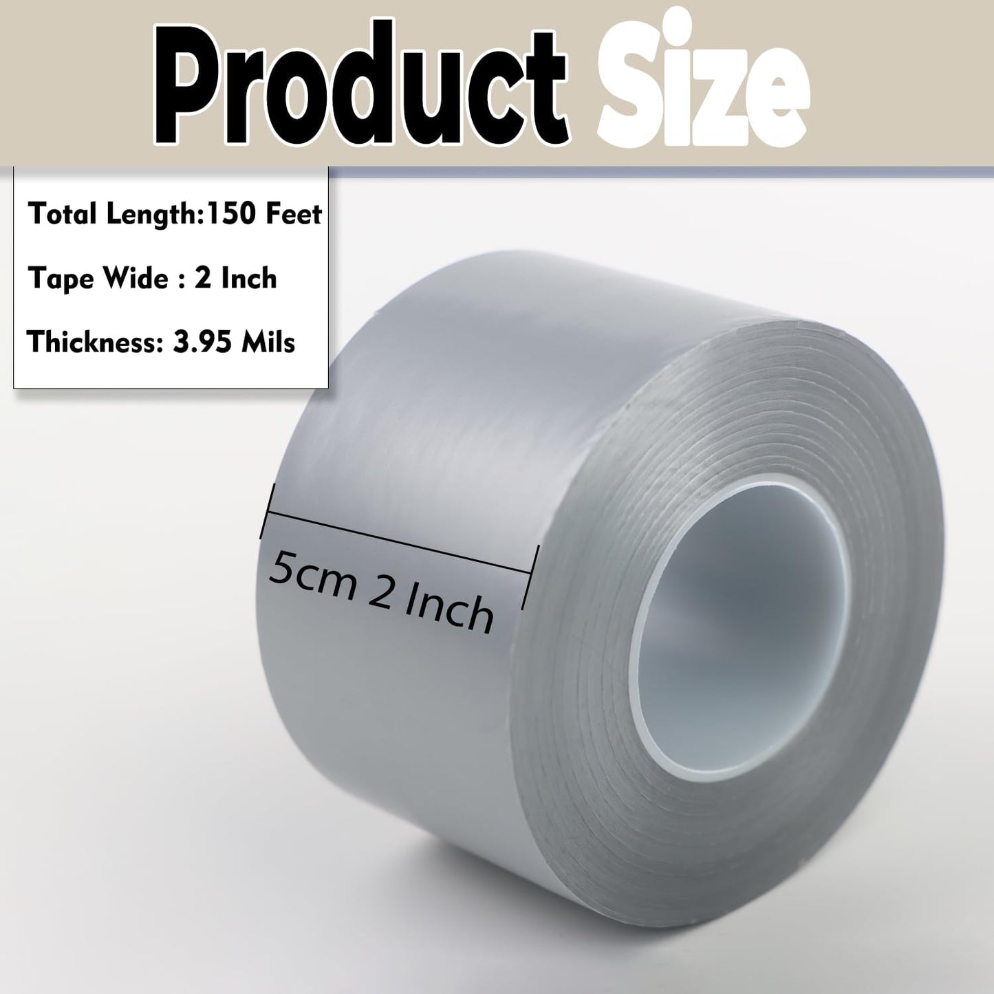 Window Insulation for Winter Weather Sealing Tape 2 Inch x 50 Yards Weather Stripping Residue Free Draft Isolation Sealing Film Tape for Shower Glass Gaps and Doors Windows Gray