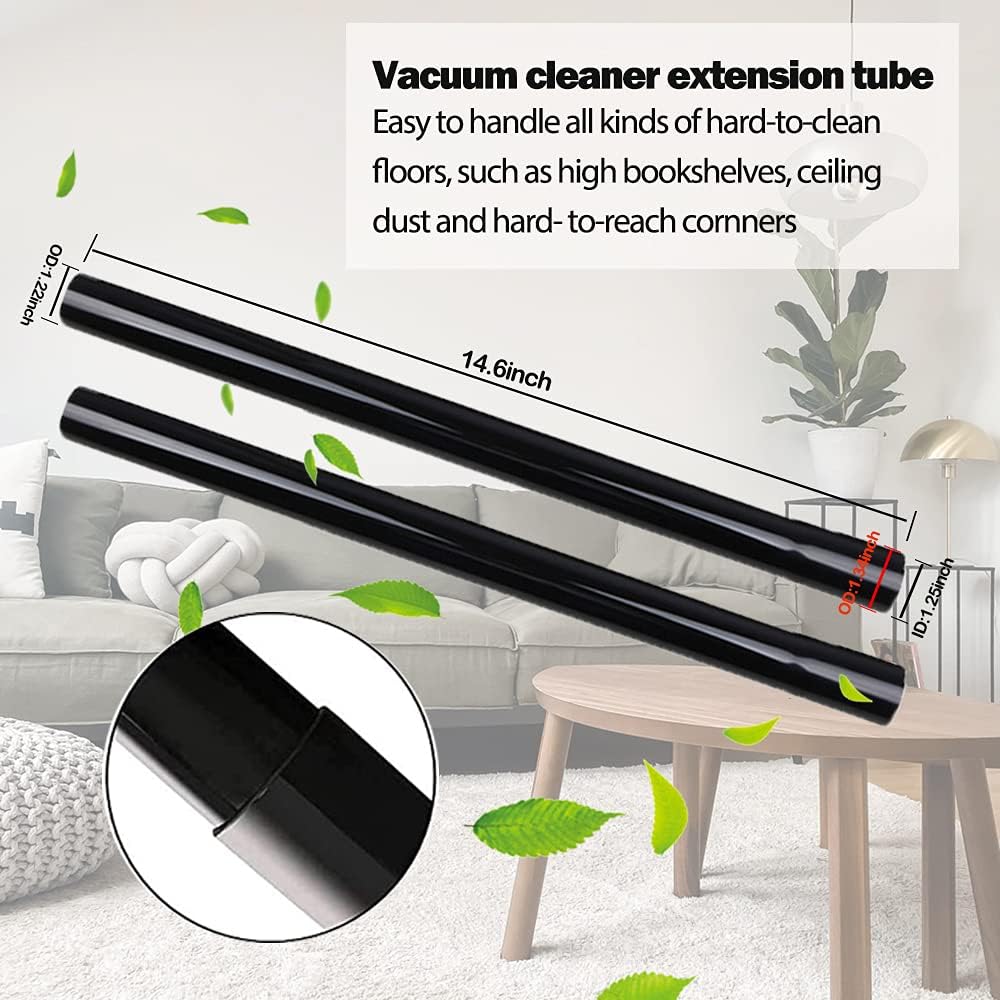 1 1/4" Vacuum Attachments Extension Wand for Shop Vac Accessories Replacement Tubes Extend to 14.6 Inch Long (3 PCS)