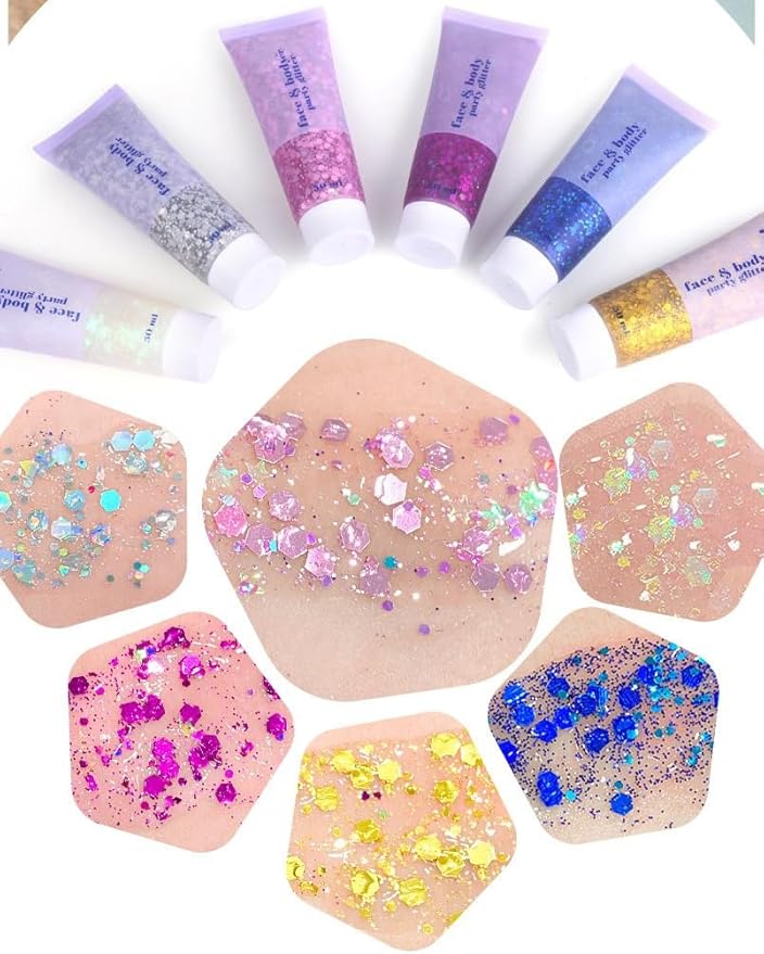 Rose Body Glitter,Sparkling Neon Outfit Party Holographic Sequins Paint Body Glitter Gel Makeup.(04# Rose)