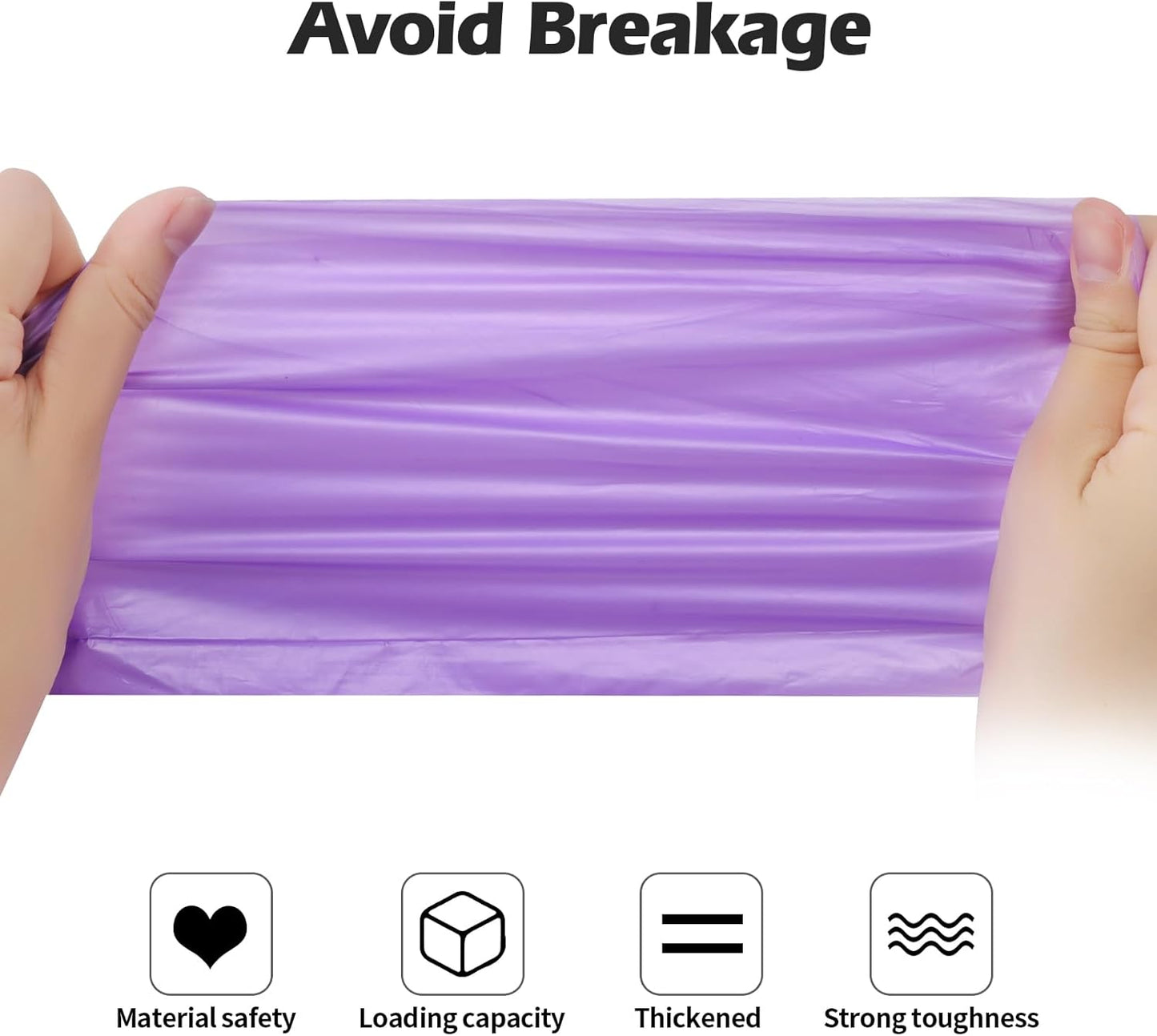 2-4 Gallon Portable Trash Bags,60 Counts Thicken portable Small Garbage Bags for Office, Kitchen,Bedroom Trash Can,Strong Trash Bags（Purple）