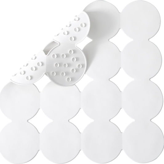 Square Shower Mat Nonslip - Rubber Bathtub Mat with Suction Cups for Inside Shower Bathroom Floor (White, 21X21”)