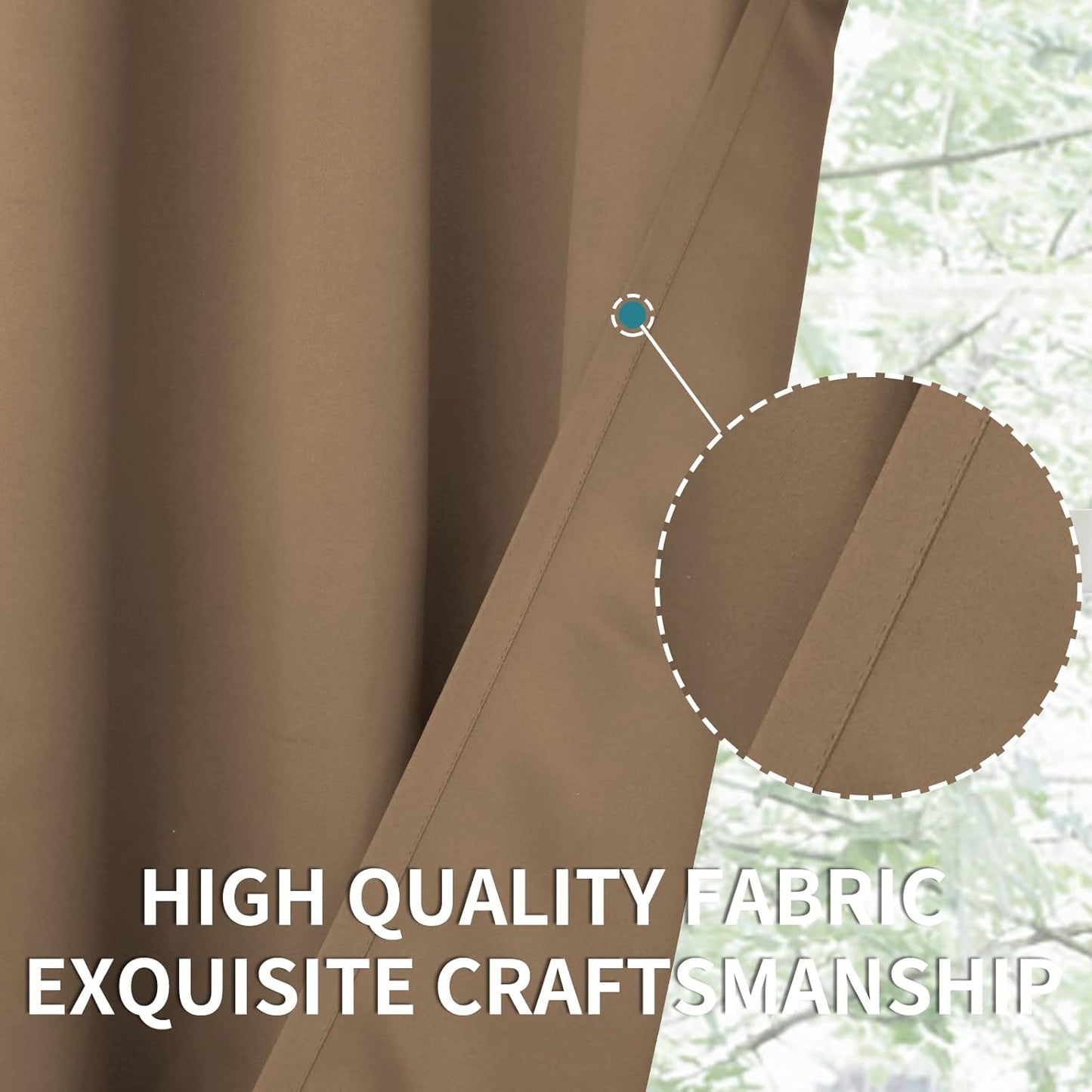 BGment Taupe Blackout Curtains 45 Inches Length for Bedroom - Rod Pocket Short Thermal Insulated Room Darkening Window Drapes for Bathroom Basement Cafe, 42 x 45 Inch, 2 Panels, Taupe