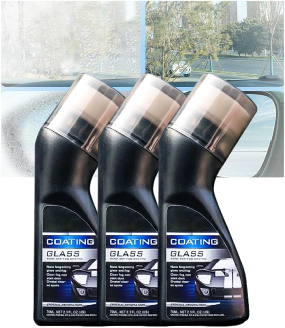 Micromolecular Anti-Fog Coating Wiper–Keeps Your Windshield Clear & Fog, Car Anti-Fog Agent with Applicator, Magic Gem Coating Glass, Anti Fog for Car Windshield,Windows,Mirrors,Glasses (3PCS)