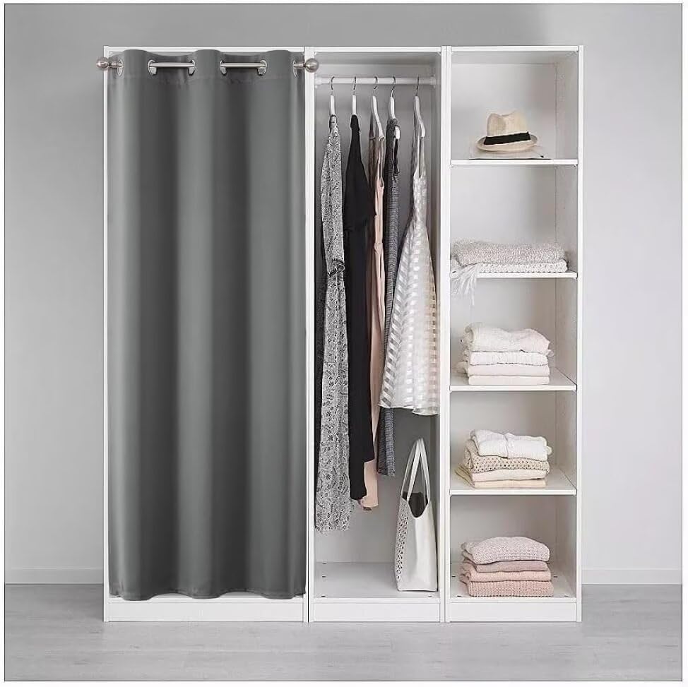 Joydeco Custom Size Door Curtain, Closet Door Curtain - Light Grey