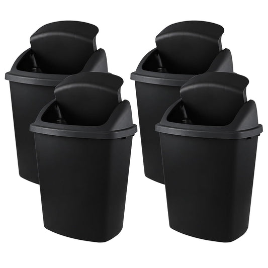 19 Gallon Kitchen Waste Bin, Large Plastic Trash Can, Black, Holds 70 Liters