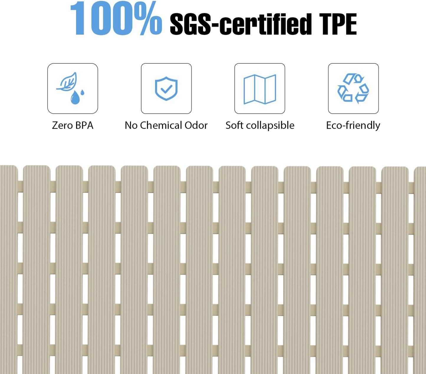 Shower Mat Non-Slip Bath Mat for Tub Floor & Stall with 200+ Suction Cups & Drain Holes, Quick Dry Machine Washable Bathtub Mat, Safe for Elderly& Baby, Bathroom Essentials 24x24 Inch (Light Brown)