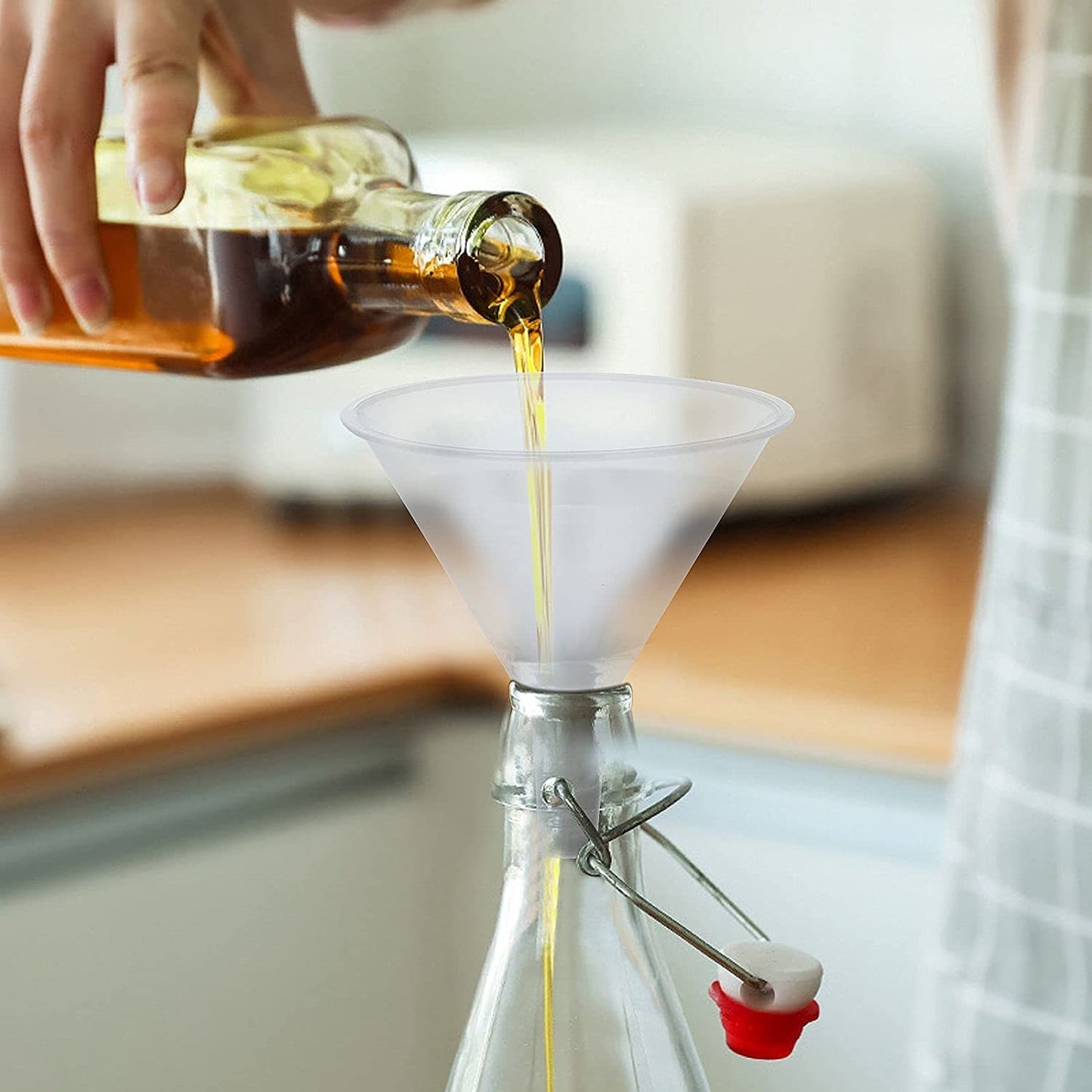 RHBLME 20 PCS Plastic Funnels Set, 4.7 Inch Wide Mouth Clear Plastic Funnels for Filling Bottles, Multipurpose Large Funnel with Long Reaching Spout, Water Bottle Funnel for Powder Liquid Spices