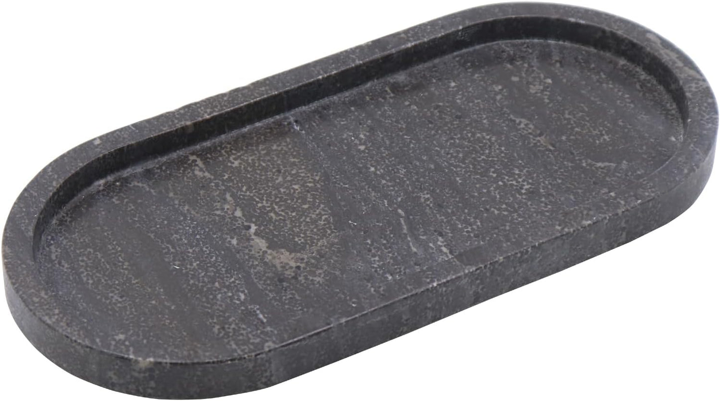 Natural Marble Tray, Oval Vanity Decorative Tray for Bathroom Counter, Countertop Stone Organizer, Catchall Tray for Kitchen, Perfume, Candles, Jewelry Dish Decorative Tray