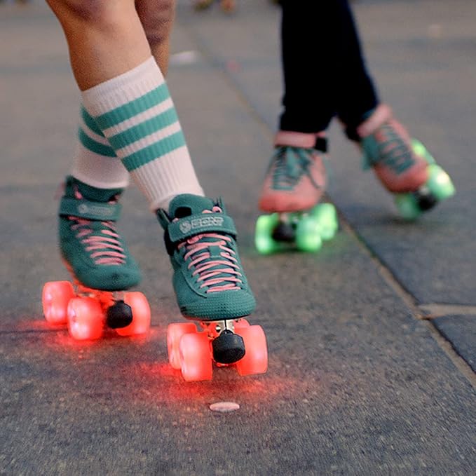 Bont Skates - Glow Light Up LED Quad Roller Skate Wheels - Recreational Street Outdoor Skating - 62x35mm 83A - Set of 4 Wheels (Obsidian Black)