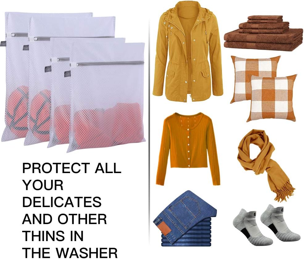 Kimmama Laundry Bags Mesh Wash Bag, Lingerie Bags for Washing Delicates, Net Washer Sack with Zipper, Dryer Pouch for Cleaning and Drying Cloths, Garment, Sweater, Bra, Pant, Sock, Toys, Bedcover