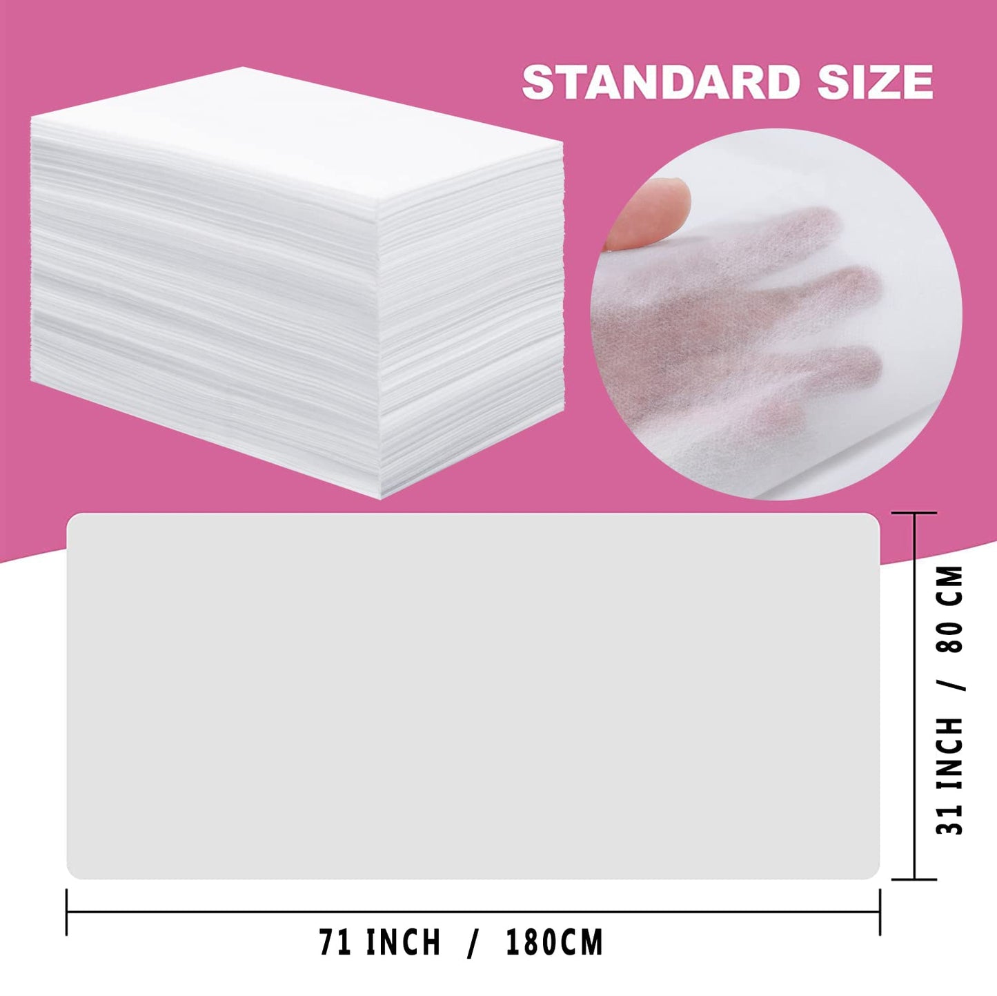 Disposable Bed Sheets 100 Pcs 31" x 71" Massage Table Sheets Non Woven Fabric SPA Bed Cover Breathable for Massage Beauty Tattoos(White)