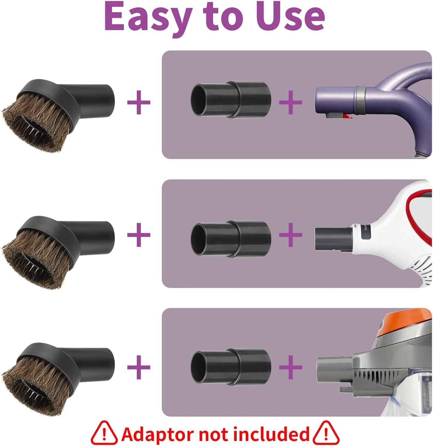 2Pcs 25mm Soft Horsehair Vacuum Dusting Brush, Universal Vacuum Brush Attachments for Shark Vacuum Cleaner and Shop Vac Vacuum and for Most Household Vacuum Cleaners Accessories