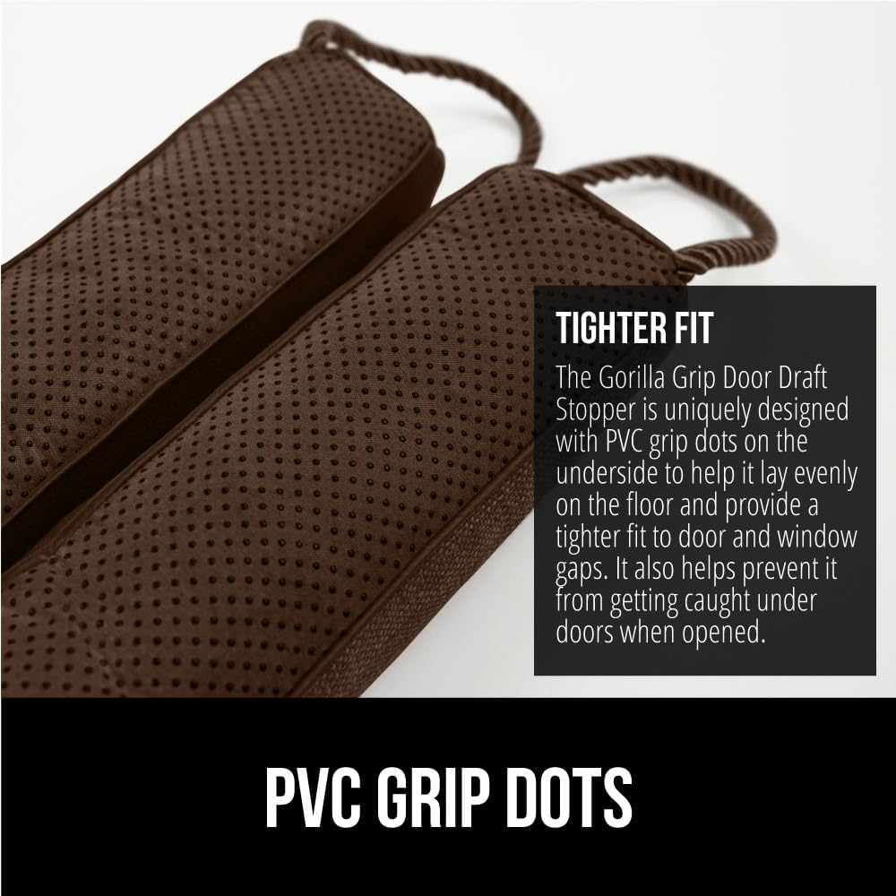 GORILLA GRIP Door Draft Stopper for Bottom of Doors, Weather Stripping Seal Blocks Hot Air, Noise, Bugs, Keeps Cold AC in, Sound Proofing Easy Install Gap Filler, Home Essentials, 32 Inch, Brown