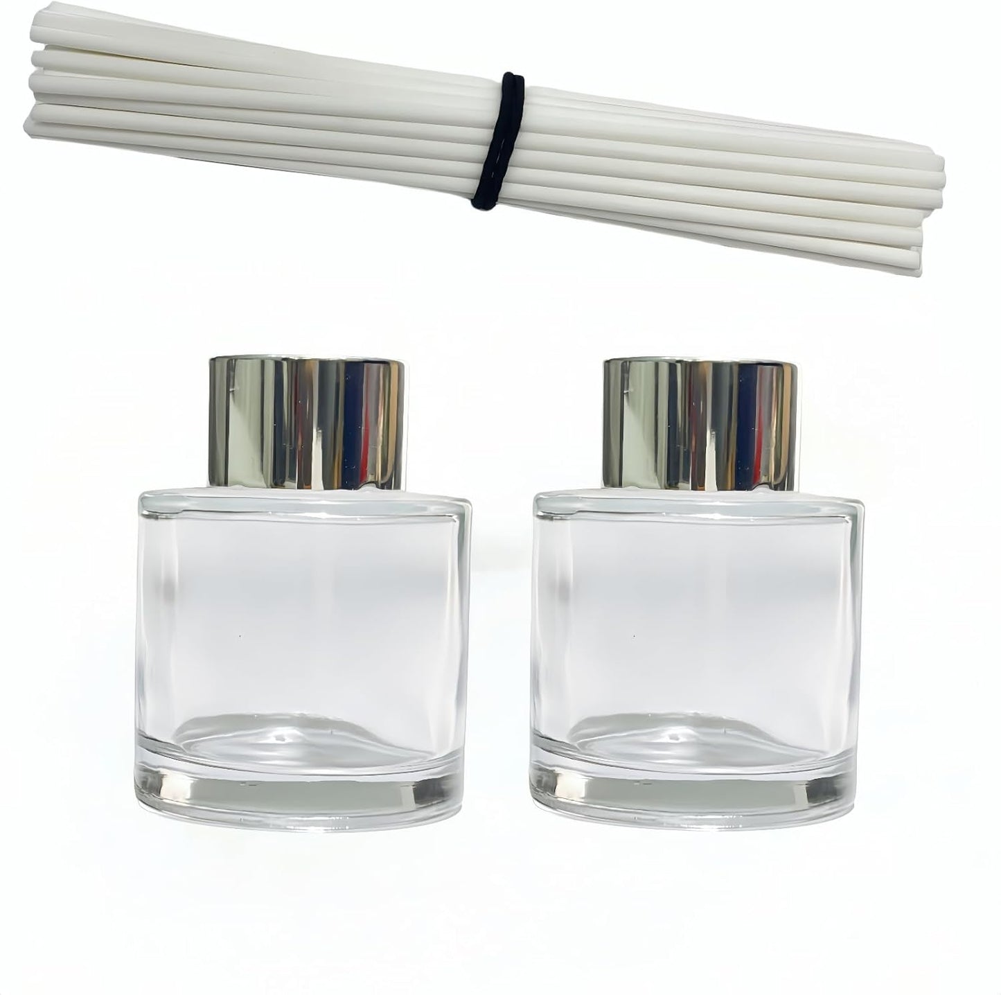 2 PCS Reed Diffuser Bottles Empty, 10Pcs Reed Diffuser Stick, Diffuser Bottle Capacity 50ml (1.7oz) Diffuser Stick 3.5mm-190mm, Suitable for Home, Hotel, Restaurant, Office Aromatherapy Tasks