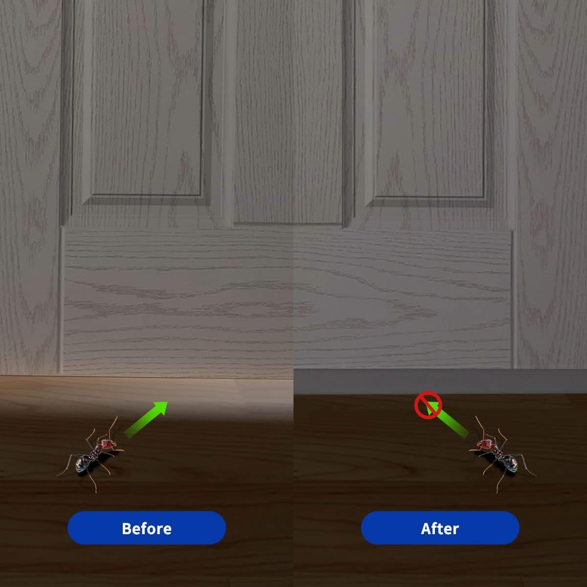 Door Draft Stopper, Strong Adhesive Door Sweep for Exterior and Interior Doors, 39” Length Cuttable Under Door Seal. (White, 2 Pack)