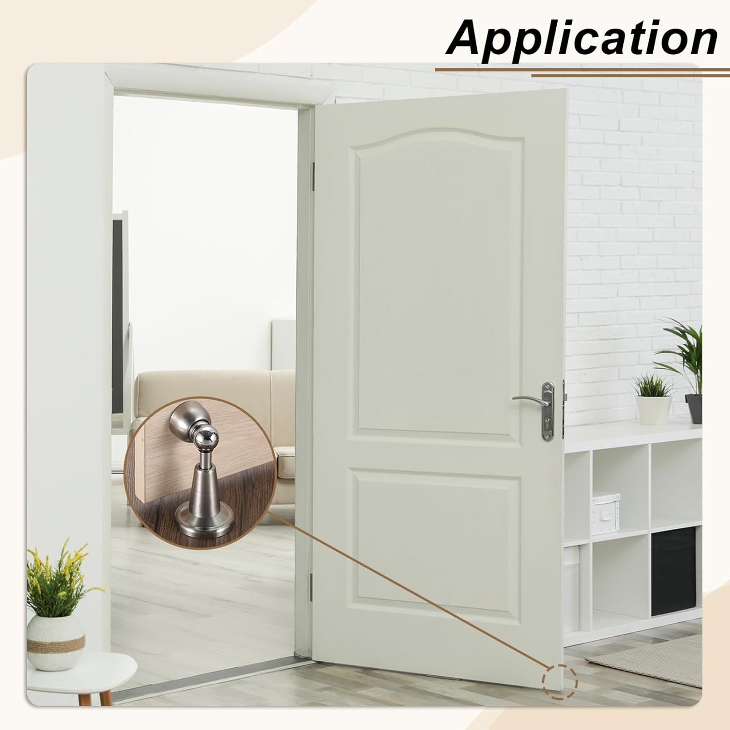 uxcell 4Pcs Magnetic Door Stopper, 304 Stainless Steel Magnetic Door Stop Catch, Soft-Catch Brushed Nickel Hold Door Open Wall Mount for Bottom of Door, Silver