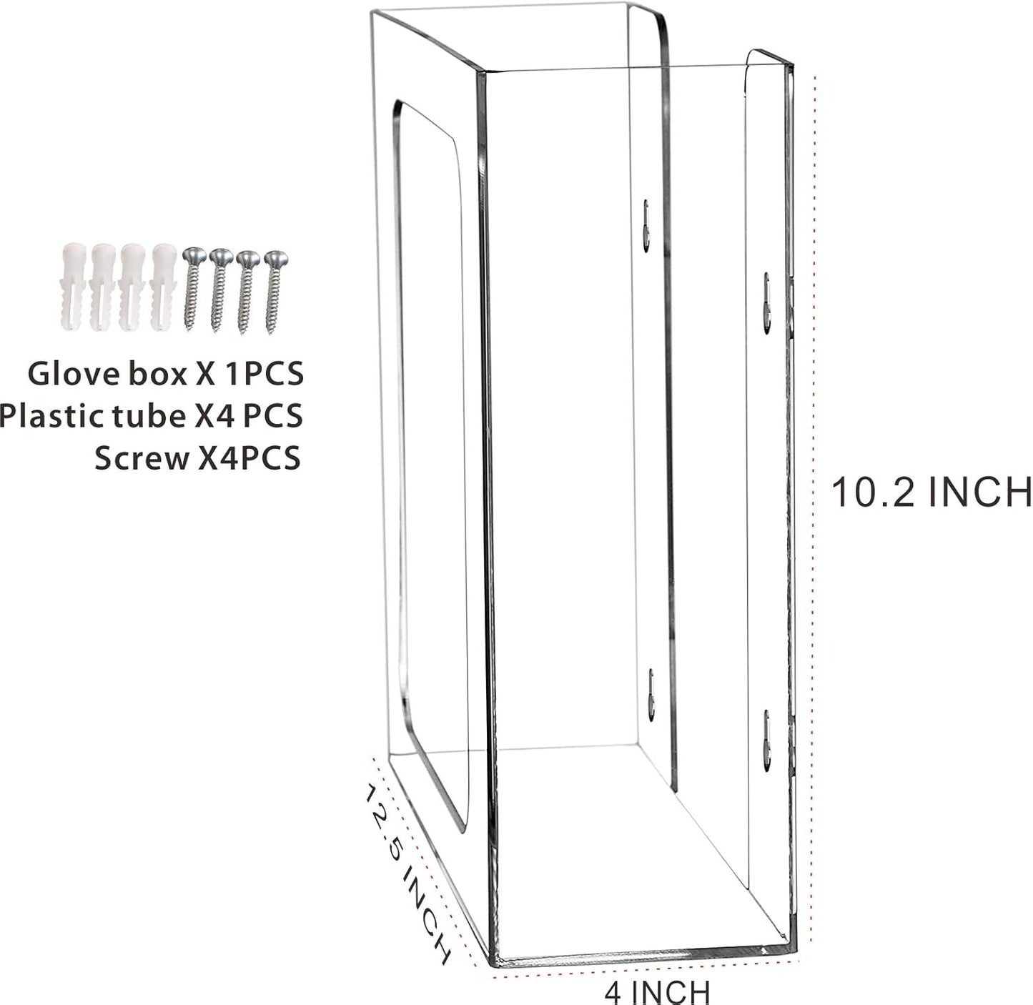 Cq acrylic Clear Wall Floating Glove Rack and Glove Box Dispenser Holder 10.2”x12.5”x3.5” Pack of 1