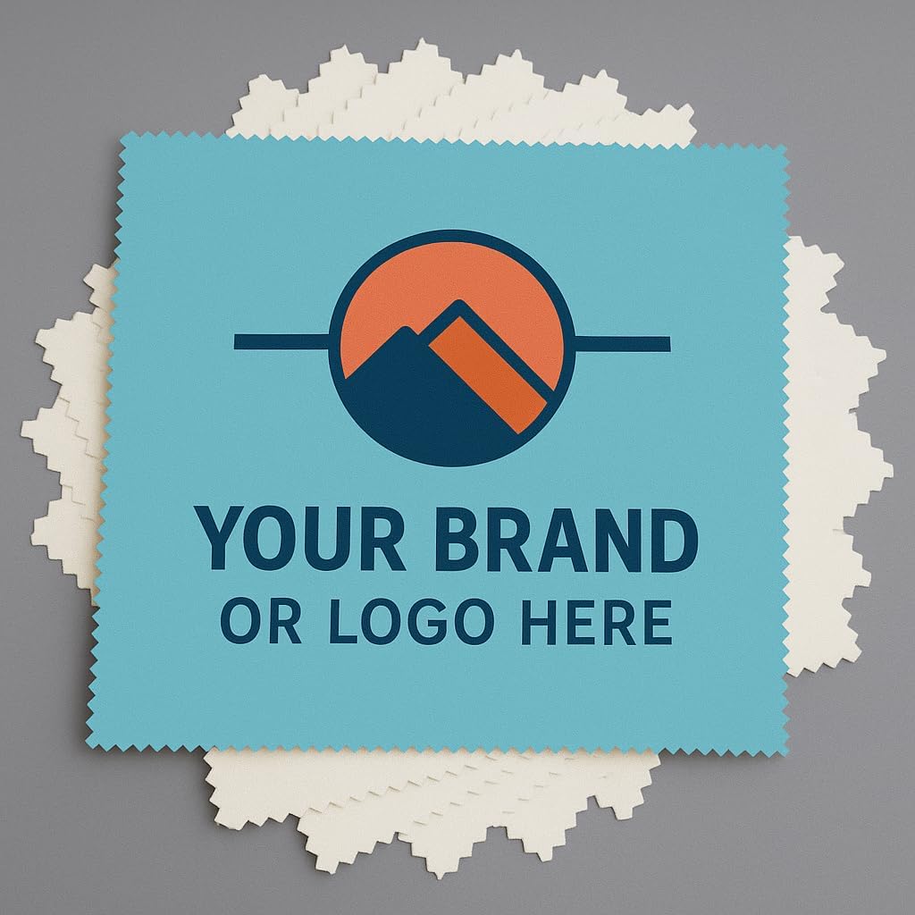 Ships Next Day, Made in USA - Customizable Microfiber Cleaning Cloth - Perfect Eyeglass Cleaner Promotional Gift - Premium Microfiber Lens Wipes - Logo or Image Printed (10 Pack) Double Sided