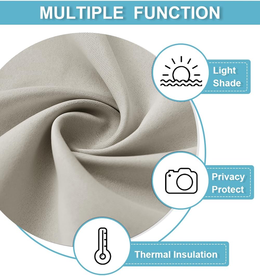 RYB HOME Blackout Short Cafe Curtains, Privacy Light Block Small Window Curtains for Bedroom Kitchen Basement Dining Classroom, W 42 x L 30 inches, Natural, 2 Panels