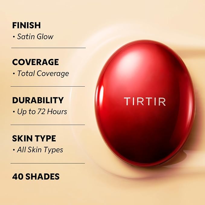 [*Mini Size*] TIRTIR Mask Fit Red Cushion Foundation | Full coverage, Weightless, Skin fit, Satin Glow Finish, Korean Makeup, beauty, Tattoo cover up, Buildable (#34N Pecan, 0.15 Fl Oz)