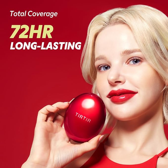 [*Mini Size*] TIRTIR Mask Fit Red Cushion Foundation | Full coverage, Weightless, Skin fit, Satin Glow Finish, Korean Makeup, beauty, Tattoo cover up, Buildable (#33W Ginger, 0.15 Fl Oz)