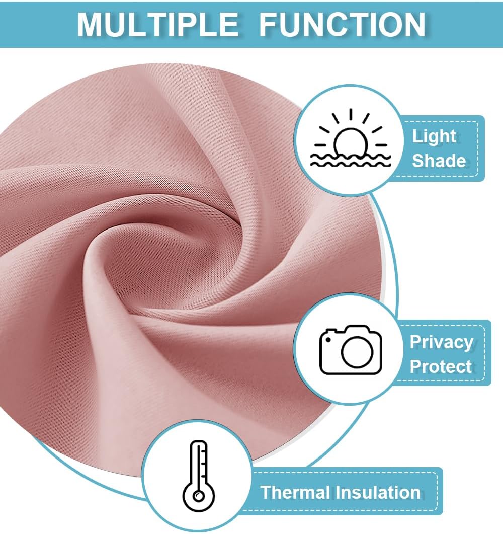 RYB HOME Peach Blush Rod Pocket Blackout Curtains for Bedroom Living Room Dining Baby Nursery Morden Decor Thermal Insulated Room Darkening Curtains,W 42 x L 54 inch,2 Panels