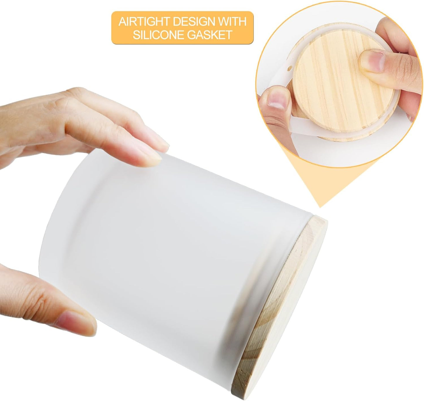 14 OZ Thick Candle Jars for Making Candles 12 Pcs, 3 Wick Empty Jars with Wood Lids for Candle Making, Sample Container,Frosted White