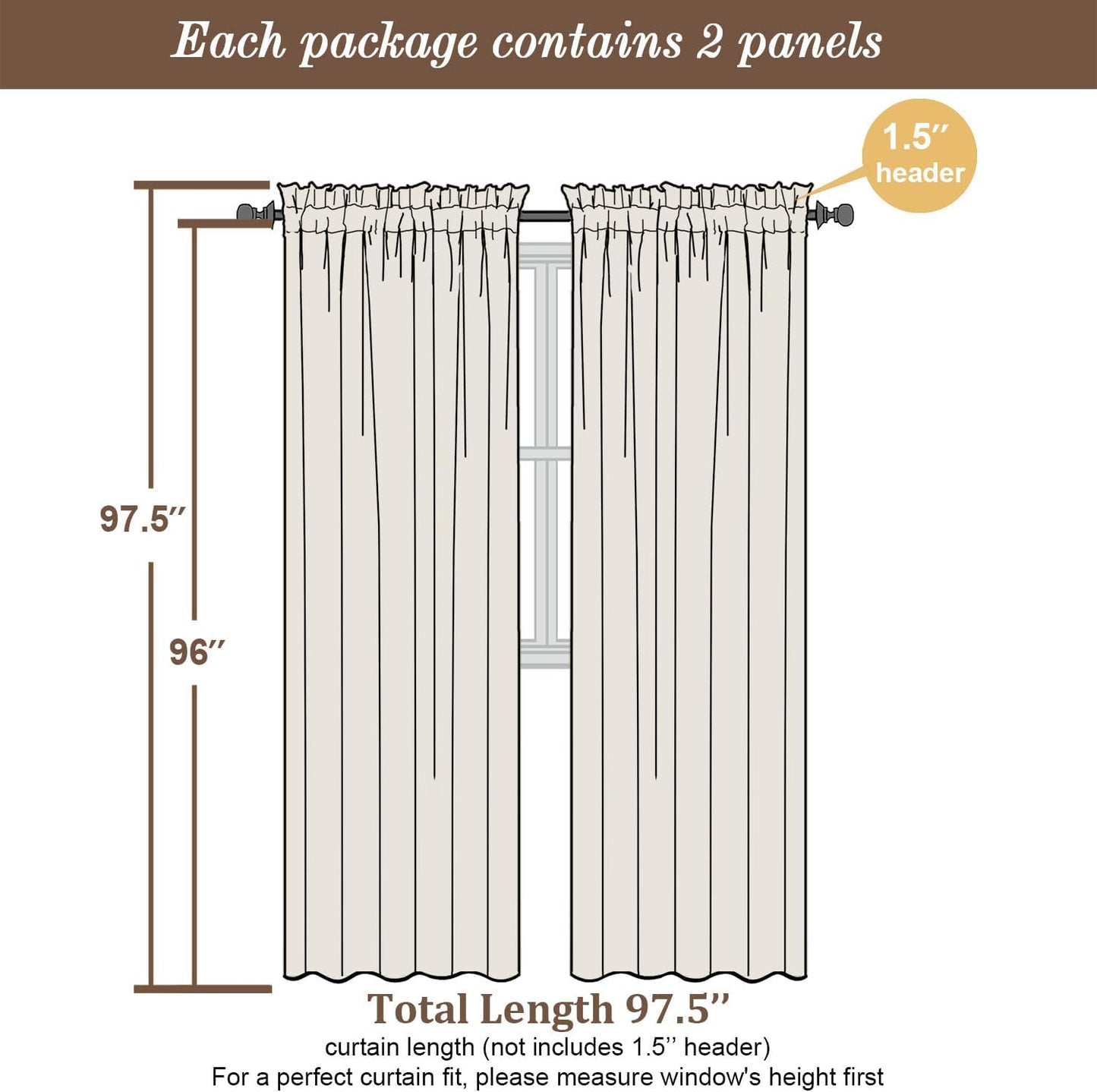 Chyhomenyc Taupe Sheer Curtains 96 inches Long 2 Panels, Light Filtering Soft Airy Solid Elegant Voile Window Treatment Drapes for Bedroom Living Room Wedding Party Decor, 42 Wx96 L, 8FT L