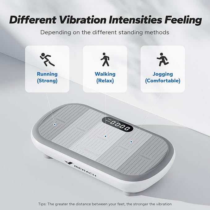 MERACH Vibration Plate Exercise Machine, Vibration Plate 440 Lbs Capacity, Bluetooth and Silicone Pedal, Stimulate Deep Fat, Vibration Plate for Lymphatic Drainage, Vibrating for Weight Loss