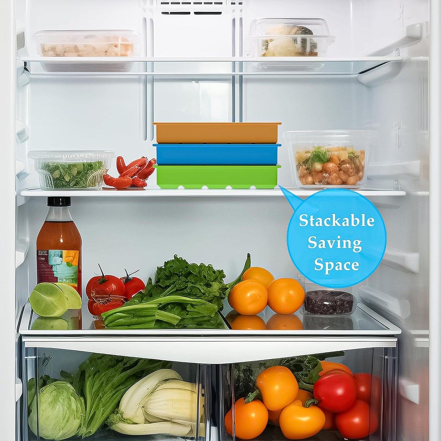 Ice Cube Tray, 3 Pack Silicone Ice Tray Easy-Release Flexible 15 Ice Cube Molds, Stackable Ice Trays for Freezer, Ice Cube Size 1.2 IN for Cocktail, Whiskey, Juice, Baby Food, BPA Free