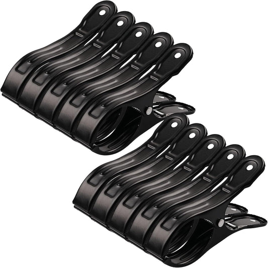10 Pack Metal Beach Towel Clips, Large Beach Chair Clips for Pool Cover, Heavy Duty Towel Holders on Cruise, Clothespins for Lounge Chairs Pool Covers Clips (Black)