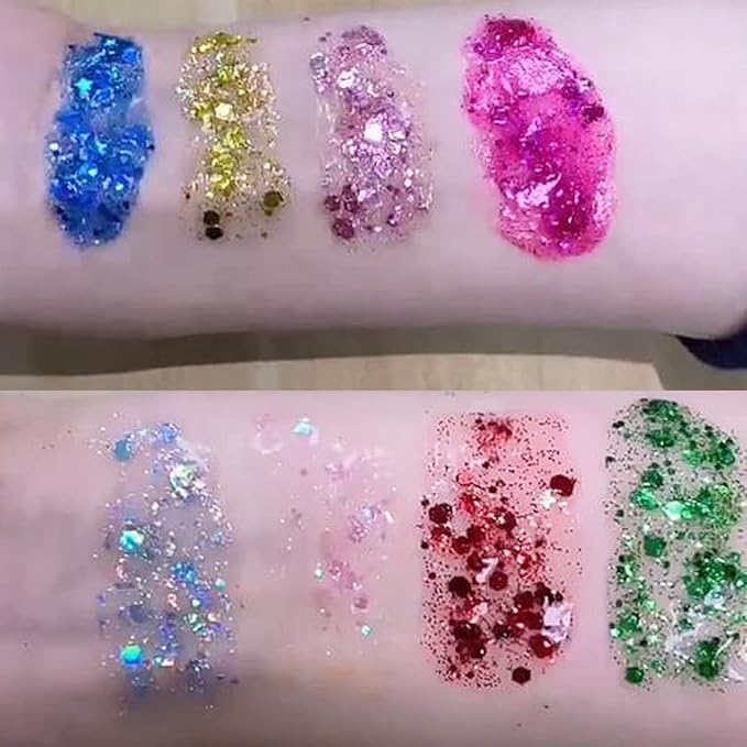Purple Face Glitter Gel,Mardi Gras Carnival Singer Concerts Festival Rave Accessories,Body Glitter,Sequins Face Glitter Paint Makeup,Sparkling Hair Chunky Glitter for Women,50ML