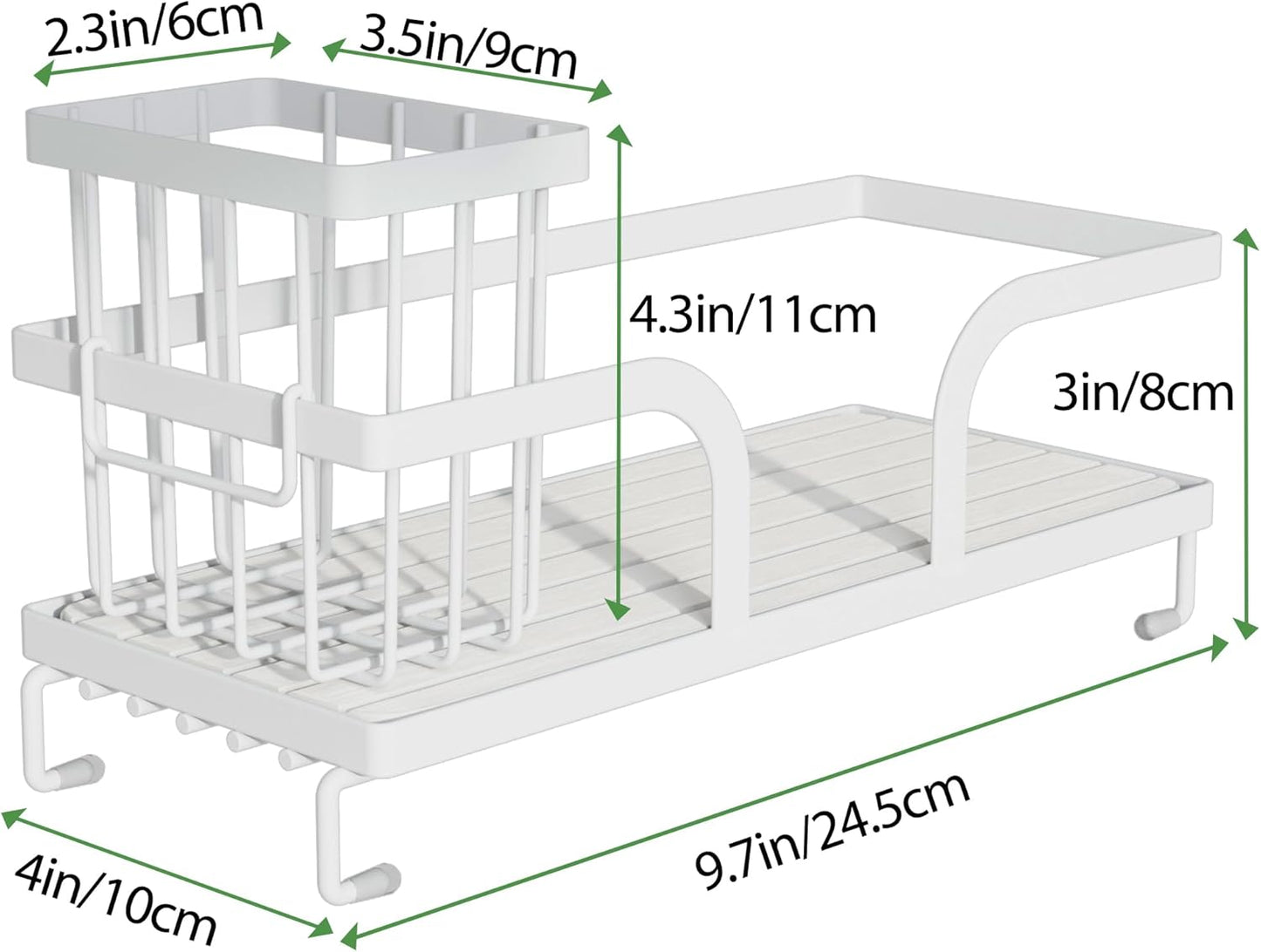 Bathroom Counter Organizer,Perfume Tray,Stone Drying Mat for Kitchen Counter,9.7" x 4.2"x 3.2", Ideal for Bathroom Organizers and Storage, Vanity, Skincare, Present, and More,1PCS White