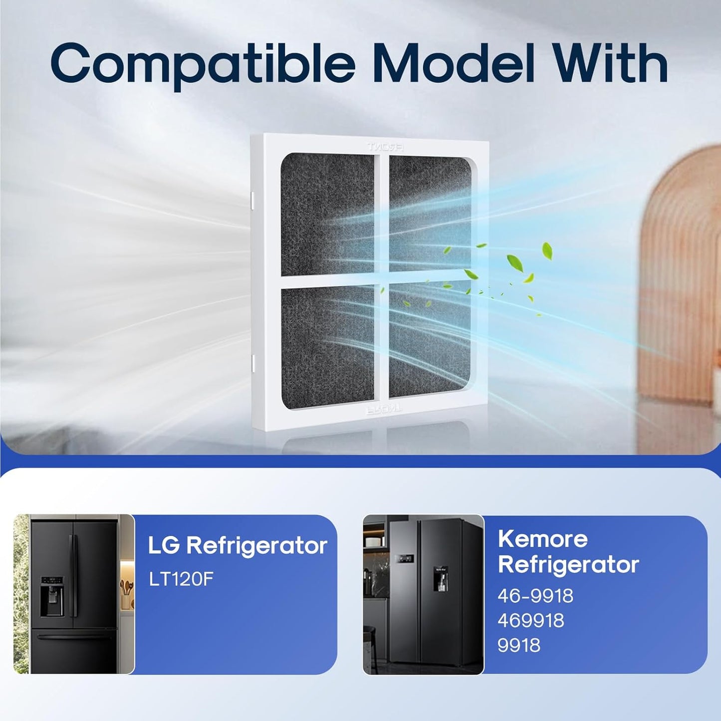 ICEPURE AF004 Refrigerator Air Filter Replacement for LG LT120F, Kenmore Elite 469918, 9918, ADQ73214402, ADQ73214404, ADQ73334008, 3PACK