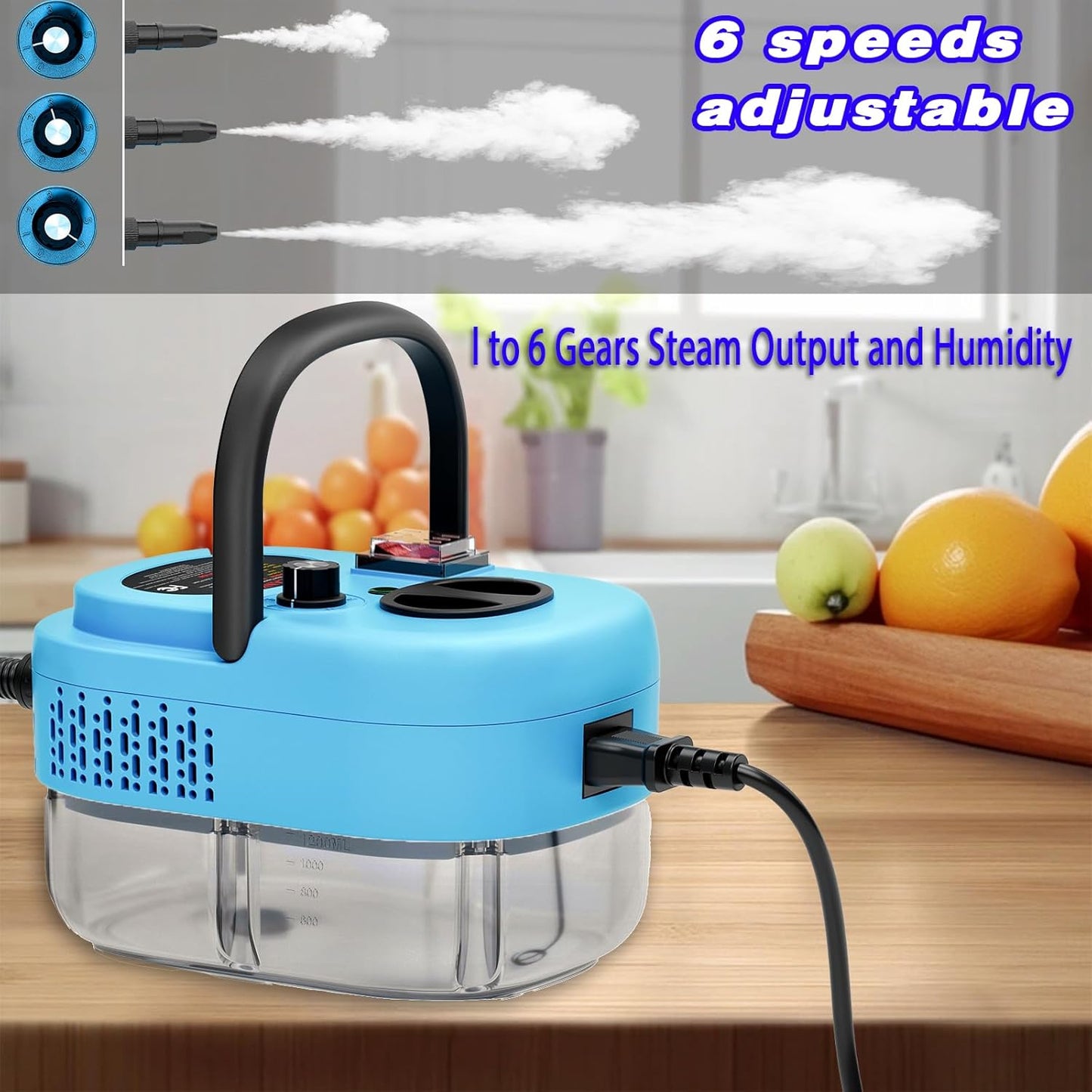 2500W Handheld Steam Cleaner,Portable Car Steamer For Auto Detailing,High-Temperature and Pressure Steam Cleaner For Home, Steam Cleaning Machine for Furniture,Kitchen,Grout,Floor,Tile (Blue)
