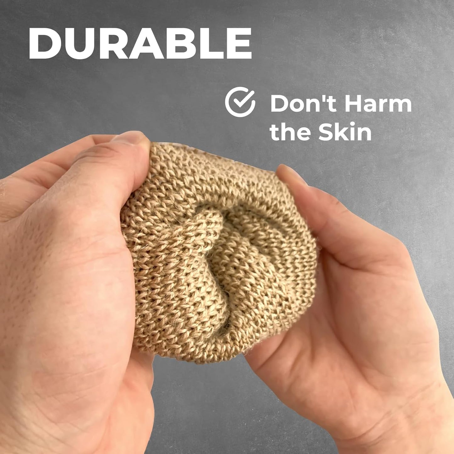 GUARD&MARINE Natural Shower Mitts - Jute Bath Gloves for Skin Exfoliation, Mitt Washcloth for Body Scrub and Cleansing - Good for Men and Women - Set of 2 Wash Mittens