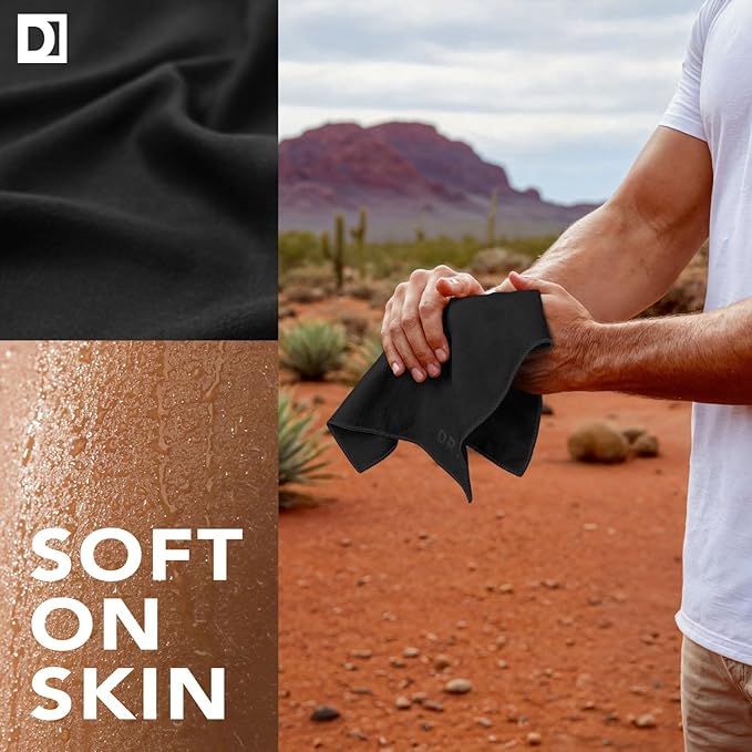Pocket-Sized Sweat Towels - The Original Sweat Absorbing Handkerchiefs - Quick-Dry Microfiber Sweat Rags for Face, Hands, & Body - Men & Women - Gym, Sports, and Work (Black: 5 Pack)