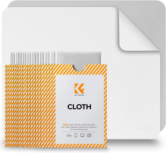 K&F Concept 20 Pack Lens Cleaning Cloth | Microfiber Cleaning Cloth | Camera Lens Cleaner | Camera Lens, Glasses, VR/AR Headset, and Screen Cleaning | White & Grey