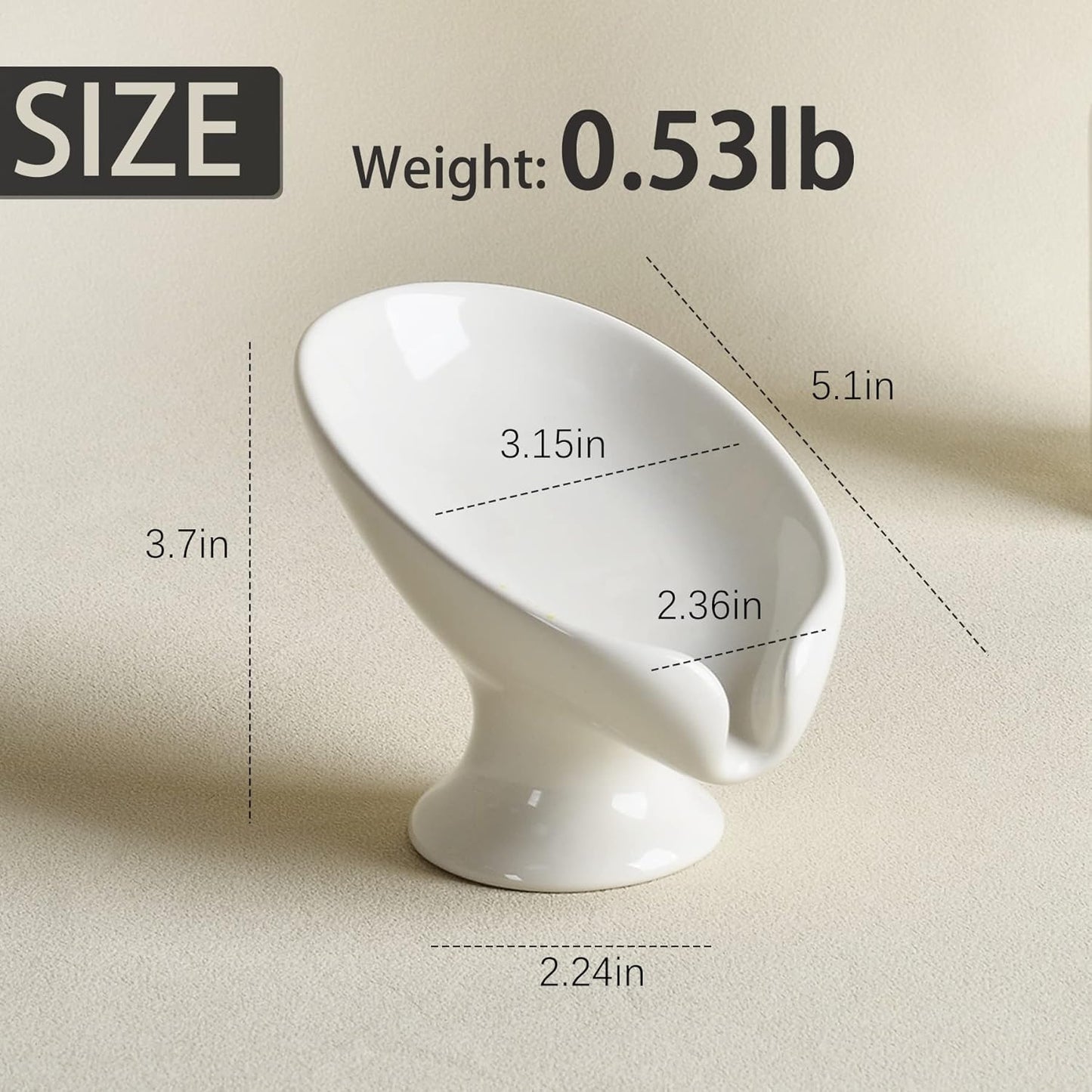 Soap Dish Set, Self Draining Bar Soap Holder for Bathroom Sink, Leaf Shaped Drainage Soap Dish Ceramic White Porcelain Decorative Soap Dishes 2PCS, ANTIS'S HOME