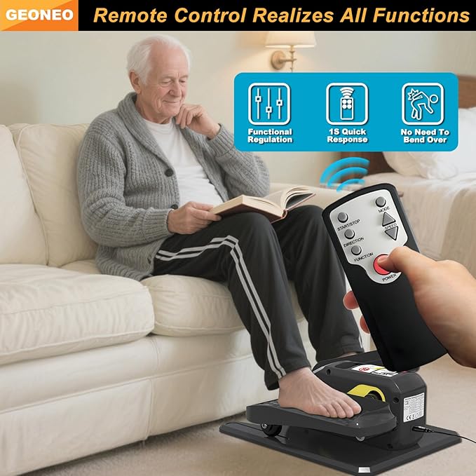 Under Desk Elliptical Machine, Electric Ellipse Leg Exerciser for Senior, Quiet and Compact Electric Seated Pedal Exerciser for Home with Monitor, Remote Control and 12 Adjustable Speeds