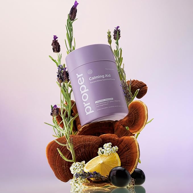Proper, The Lavenders Calming Aid. Sleep and Relaxation Drink Mix. GABA L-Theanine Supplement with Magnesium, Lavender, Lemon Balm, and Ashwagandha. Natural Calm Stress Support Supplements