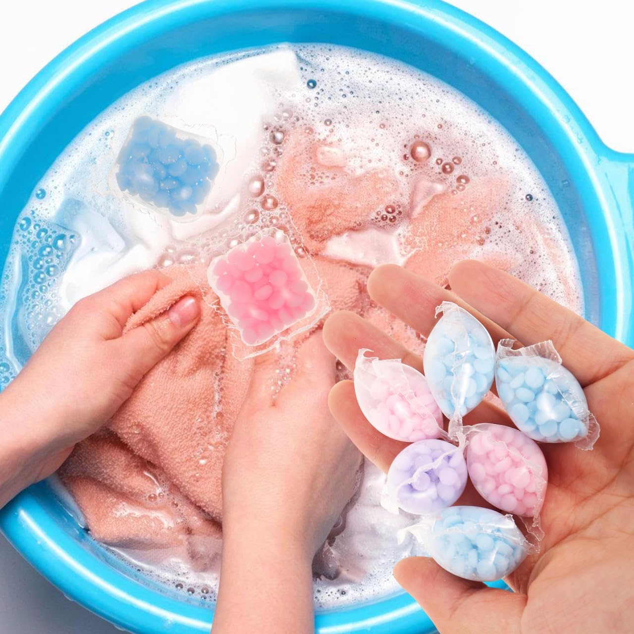 Artibetter Laundry Scent Booster Beads 50pcs In-Wash Fragrance Booster Laundry Freshener Beads Fabric Softener for Washer (Mixed Color)