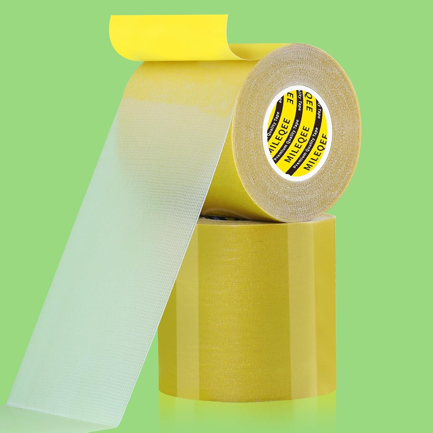 2Pack Double Sided Tape Heavy Duty, 3.2inx33FT (66FT Total) Universal High Tack Strong Wall Adhesive with Fiberglass Mesh, Super Sticky Resistente Clear Tape, Easy Use Mounting Tape