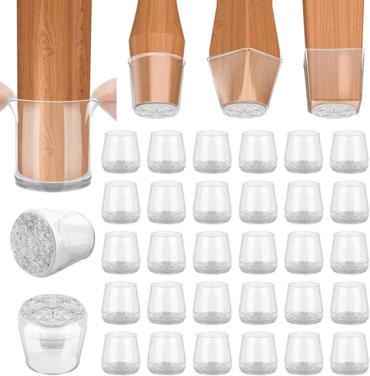 BALEINE 32 Pack Silicone Chair Leg Floor Protectors, Stool Leg Protectors Cap, Non-Slip Chair Leg Caps for Hardwood Floors (Clear, X-Large, 32 Pack)
