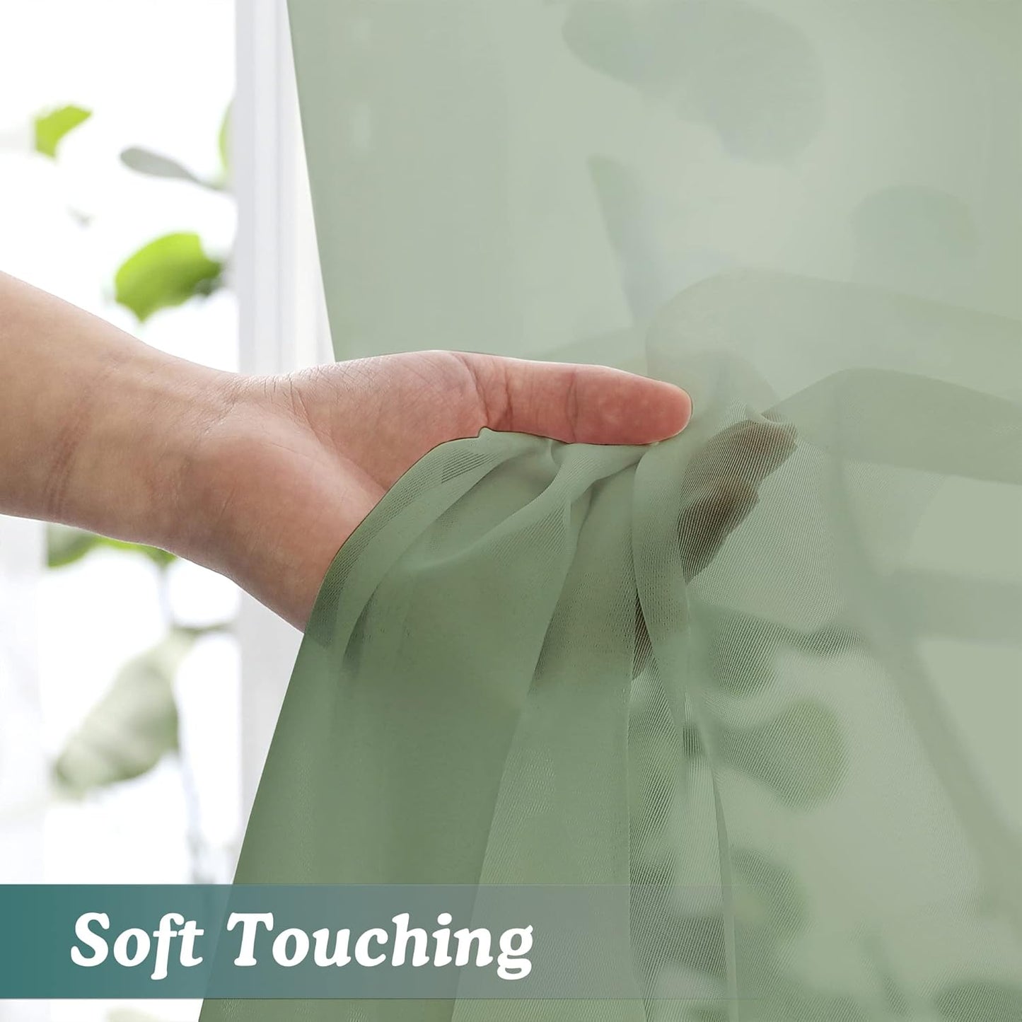 Chyhomenyc Sage Green Sheer Scarf Valances for Windows 216 Inch Extra Long, Window Scarf Drapes Rod Pocket Backdrop for Wedding Arch Draping/Party/Canopy Bed/Living Room, 2PC, 18 Feet Length